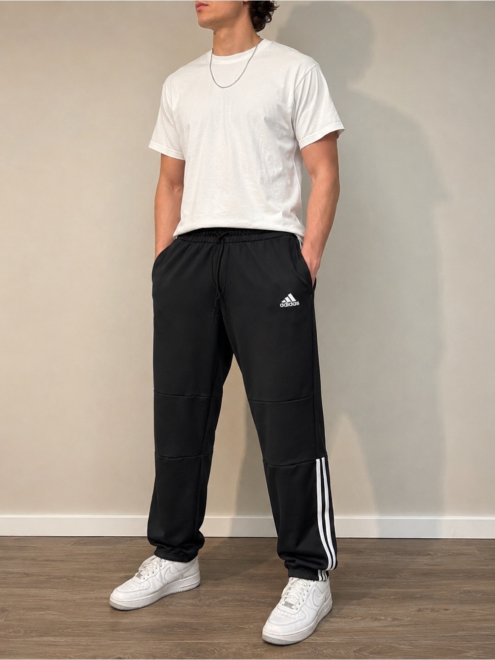 Adidas Black Jogger Track Pants Logo Athletic Sweatpants Size S